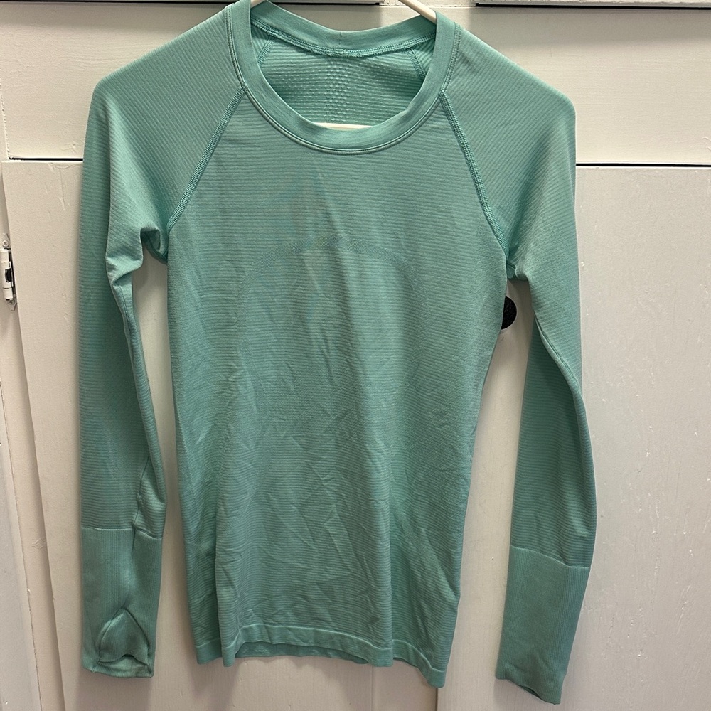 Lululemon Light Teal Long Sleeve Seamless Top